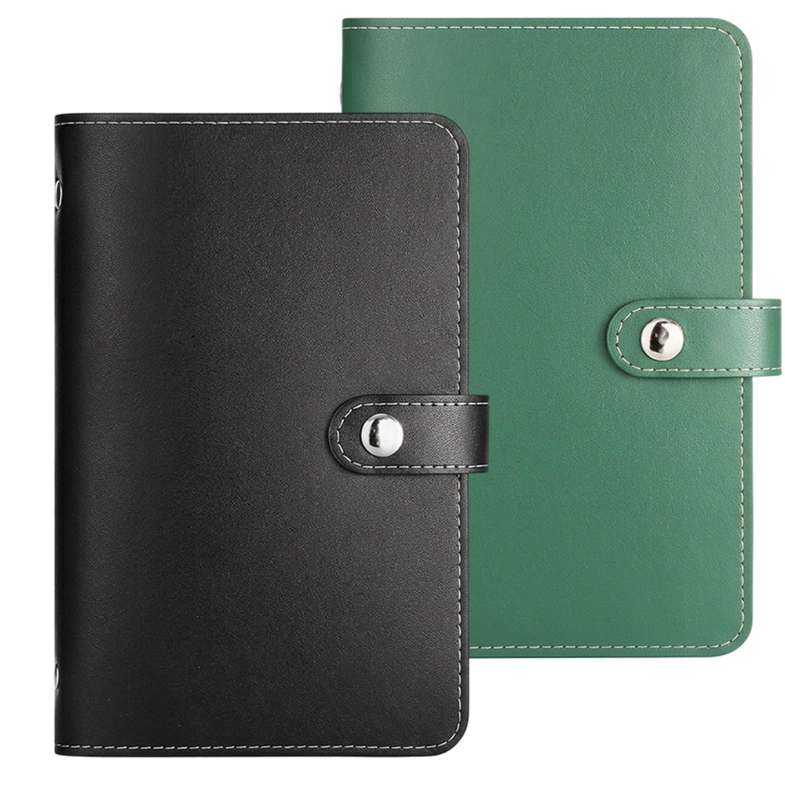 Money Saving Wallet, 2-Pack Cash Saving Binder for Financial Management, Money Saving Book with Visual Tracking, 100 Envelopes Saving Challenge Organisation, Black and Green Design