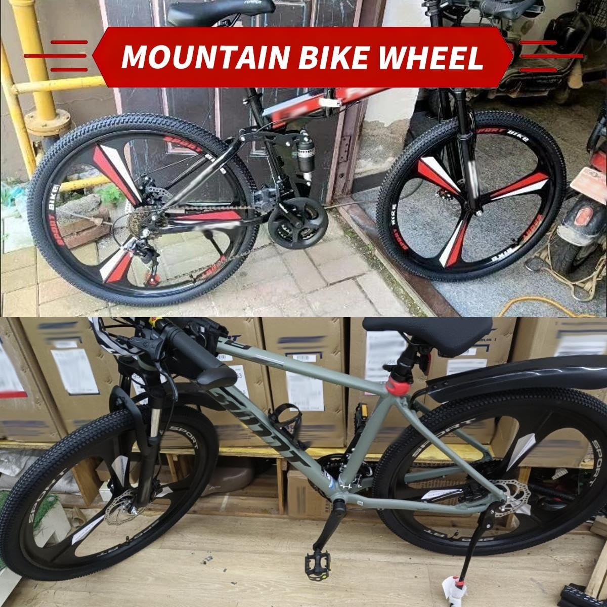 26/27,5/29" Ruote Mountain Bike In Magnesio 3 Raggi Freno A Disco 100/135mm