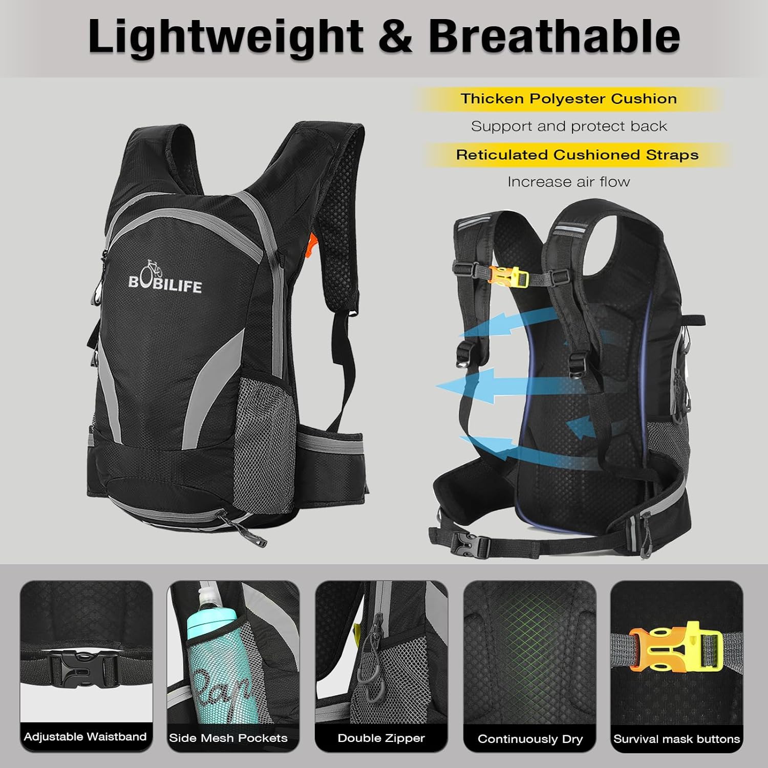 Bicycle Cycling Backpack - Water Resistant Biking and Bike Commuter Lightweight Backpack with Helmet Mesh Holder, Men and Women - Image 2