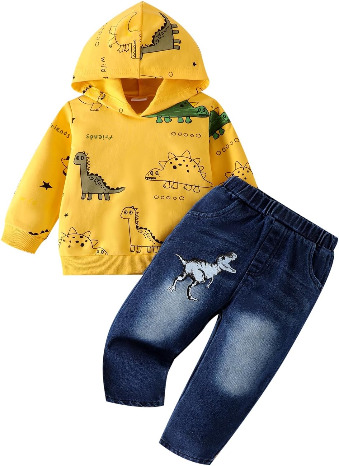 Toddler Boy Clothes Baby Dinosaur Pullover Sweatshirt Infant Pocket Jeans Pants Fall Winter Outfits Set 12 Months-5T