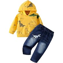 Toddler Boy Clothes Baby Dinosaur Pullover Sweatshirt Infant Pocket Jeans Pants Fall Winter Outfits Set 12 Months-5T