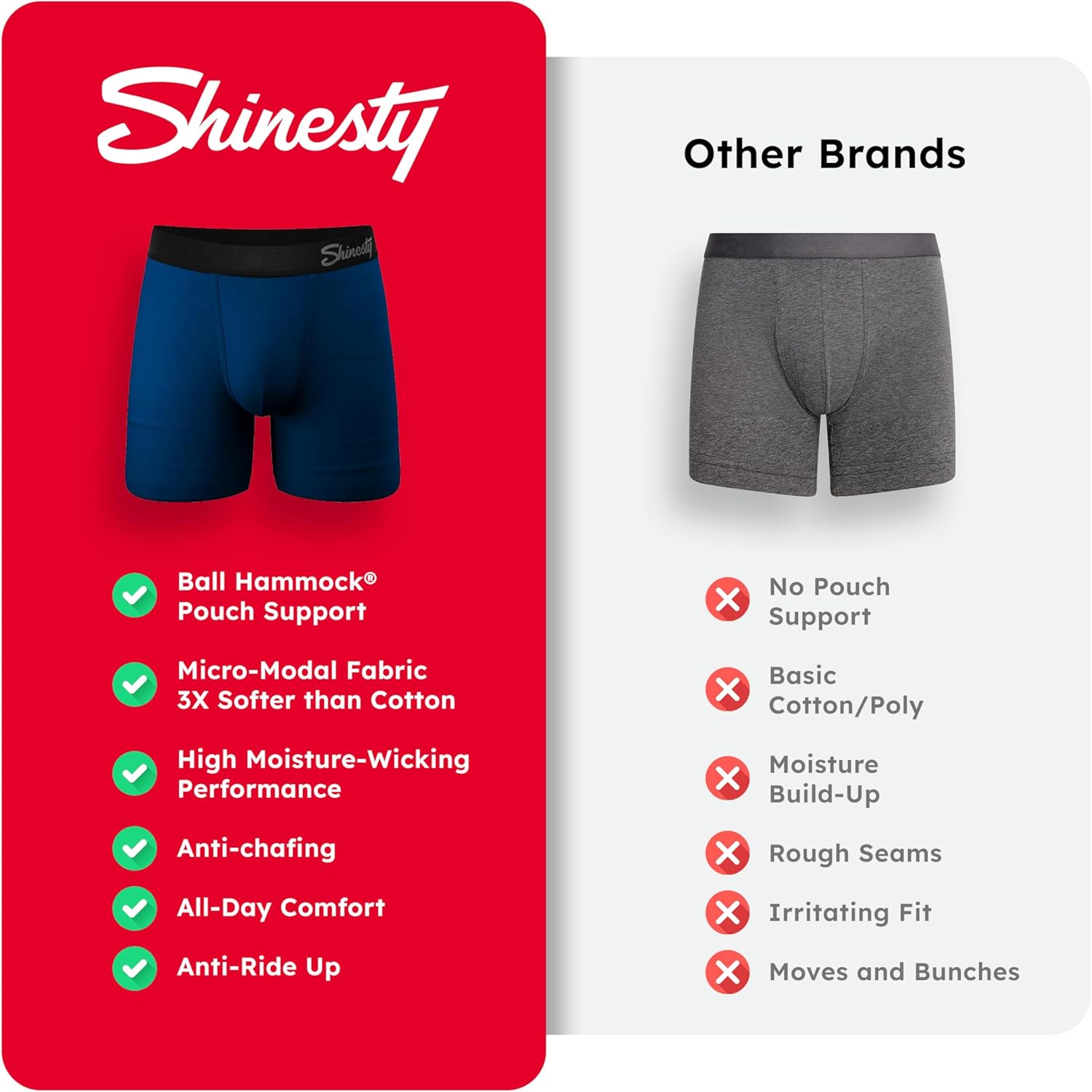Shinesty Boxer Briefs for Men Pack of 3 - Hammock Support Pouch Underwear for Men - Flyless - Image 3