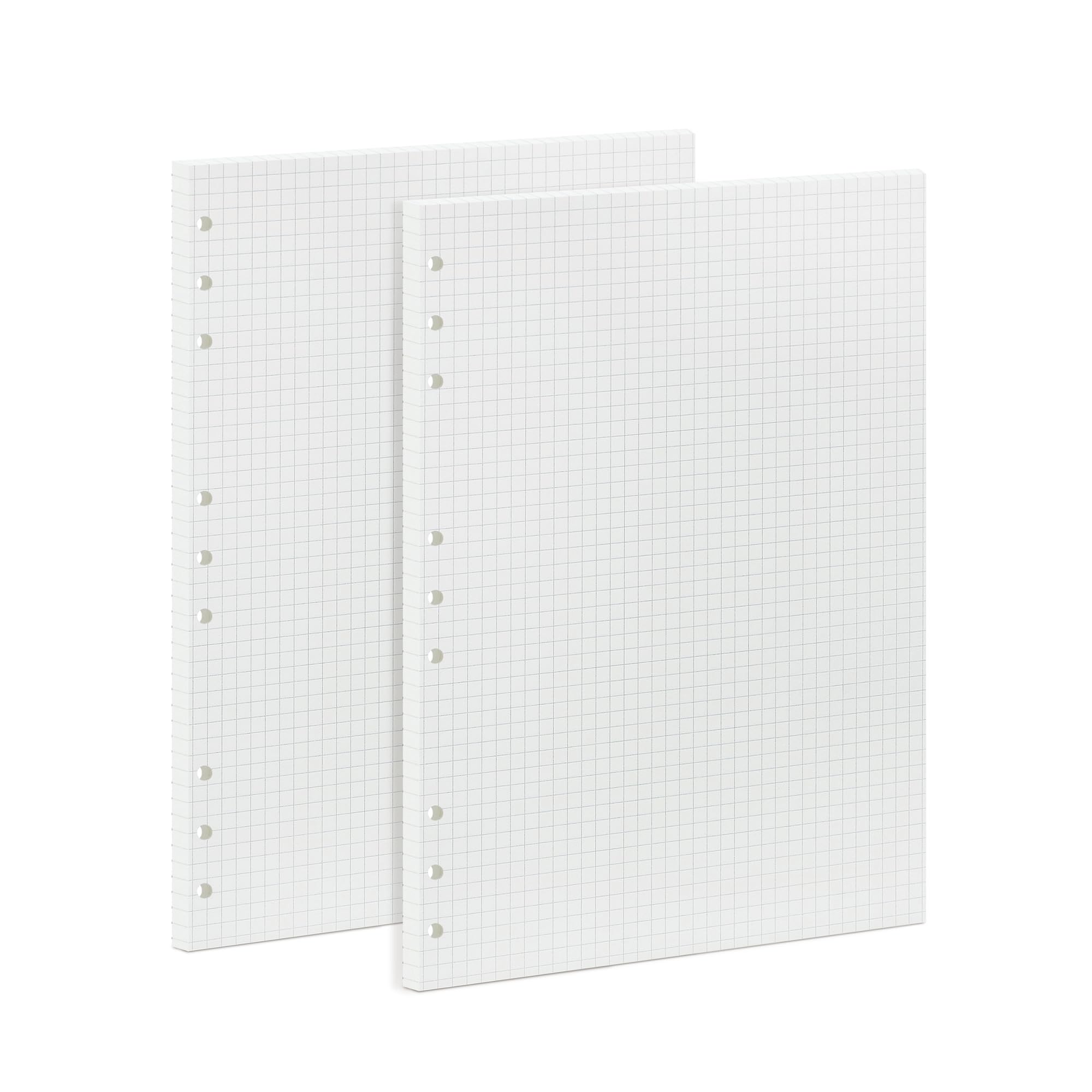 90 Sheets Planner Refill Paper 5mm Squared Inserts Paper B5 9 Holes Binder Grid Notepaper for Filofax Bullet Journals Diary (255x180mm)