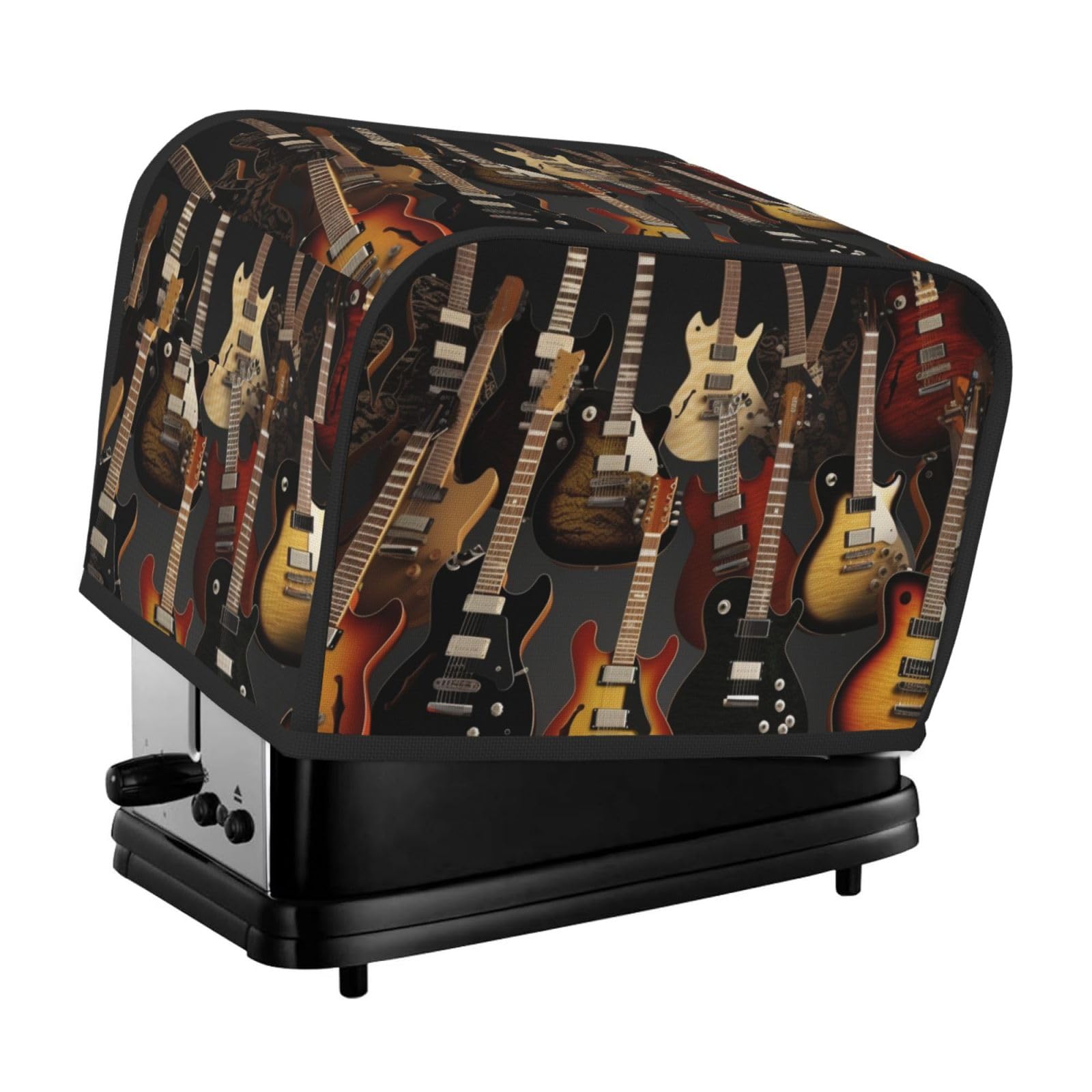Fodpand Black Toaster Covers 2 Slice Guitars Bread Machine Cover Quilted Toaster Dustproof Cover Washable Appliance Cover Bread Maker Protective For Kitchen Small Appliance