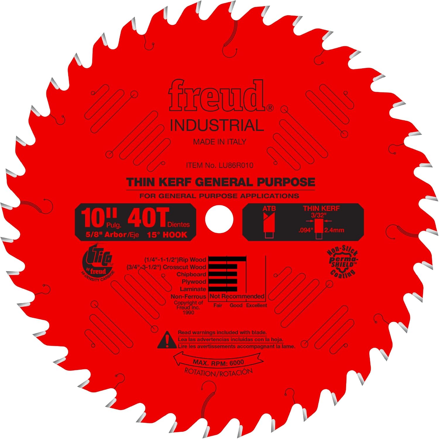 Freud LU86R010: 10" Thin Kerf General Purpose Blade