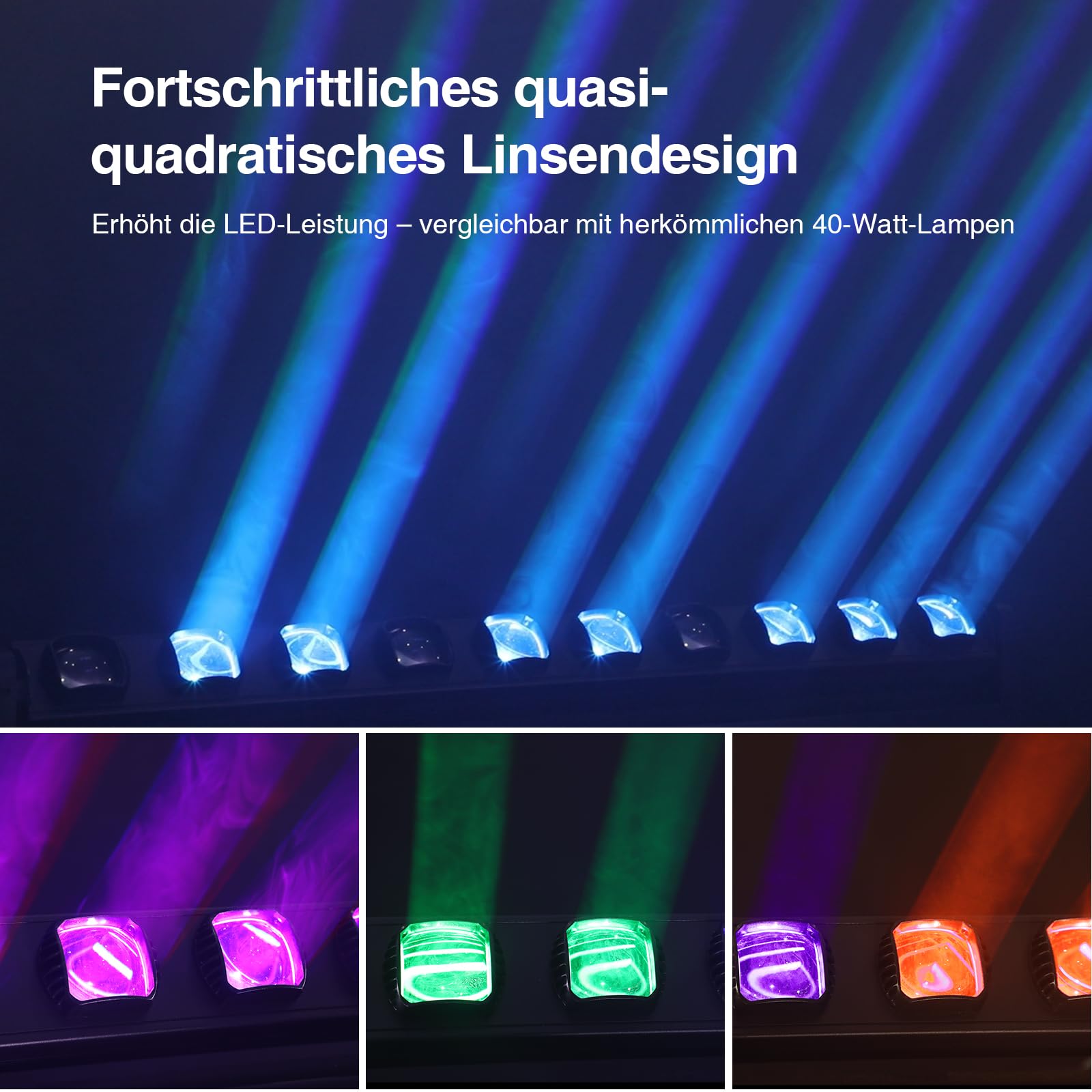BETOPPER Moving Head Wallwasher LED Bühnenlichter, 10x15W RGBW LED Bar DMX512 Swing Strahler Partylichter DJ Lichter Außenwandlichter für Bühnen Live Events, Bars, Disco, Partys, Hochzeiten (1, L)