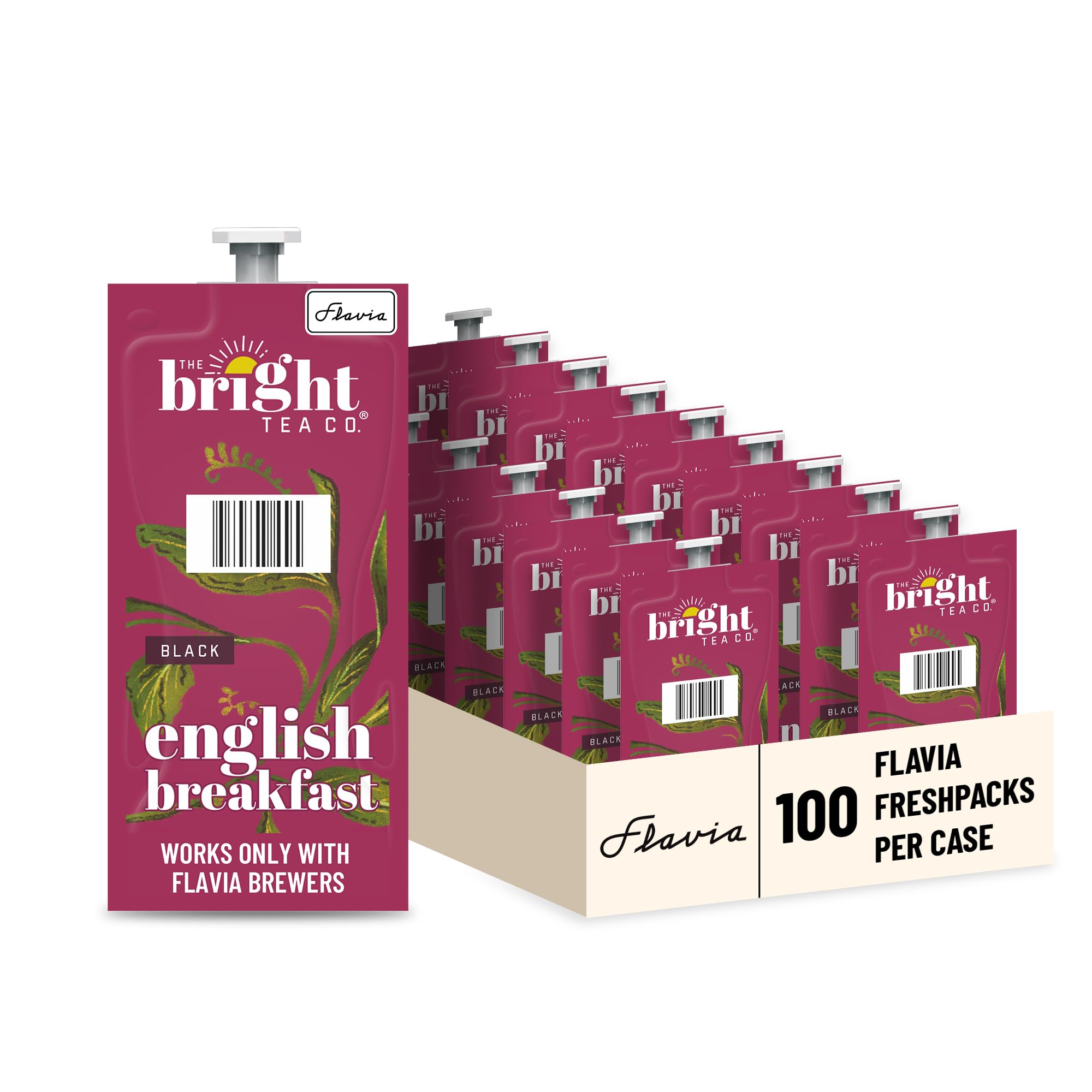The Bright Tea Co. English Breakfast Tea Fresh Pack for Flavia Brewers (Pack of 100 Fresh Packs)