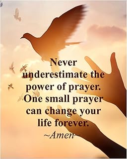Never Underestimate The Power of Prayer- Spiritual Wall Art Decor. Religious Prayer Inspirational Wall Print. Ideal For Home Decor, Office Decor & Church Decor. Perfect Catholic Gift. Unframed-8x10"