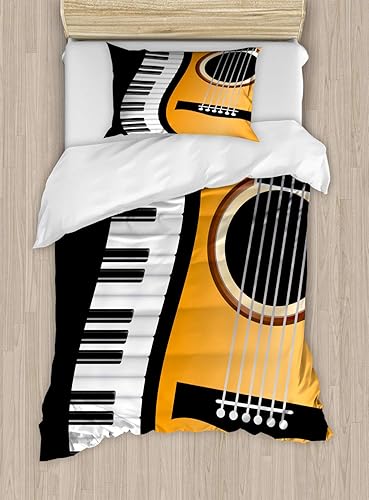 Miniatura 60 de Ambesonne Synthwave Duvet Cover Set, Abstract Halftone Inspired Dos with Colorful Retro Zigzags Graphic, Decorative 3 Piece Bedding Set with 2