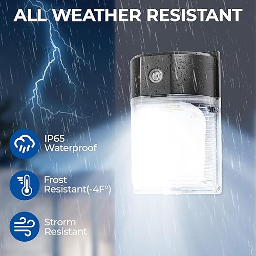 Miniatura 10 de CINOTON Luminaria LED de Pared de 26W con Sensor de Anochecer a Amanecer, 3CCT 3000K4000K5000K, 26W18W13W Conmutable, 100-277Vac IP65 Impermeable