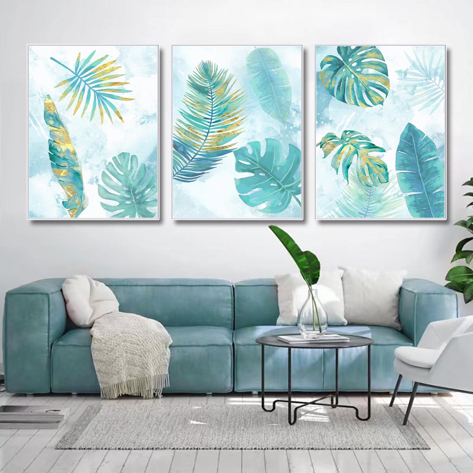 Toile monstera vert abstrait décoration maison affiche murale 60x80 - 8