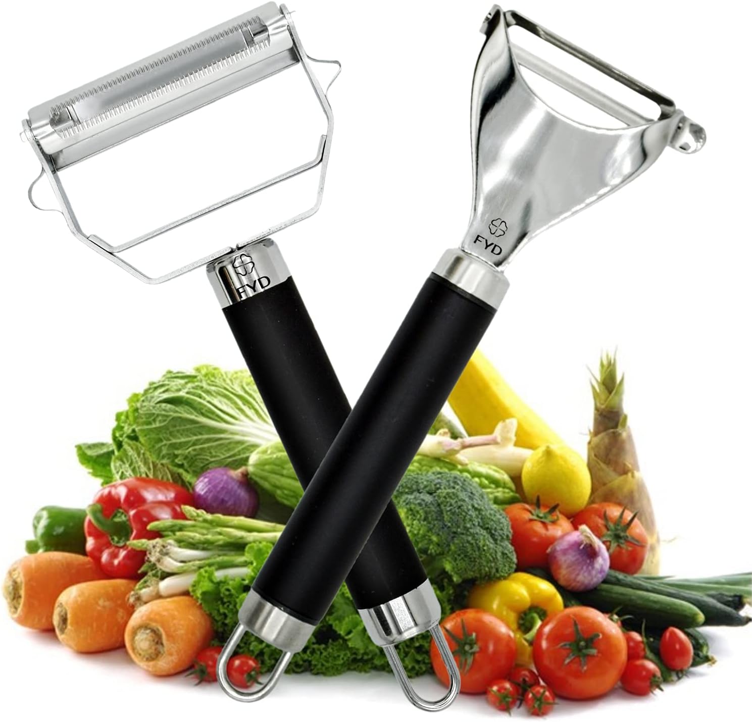 FYD Peeler Set Dual Julienne Peeler & Vegetable Peeler - Comfortable Handle- Ultra Sharp Stainless Steel Peeler - Amazing Kitchen Peeler Set For Making Delicious Meal