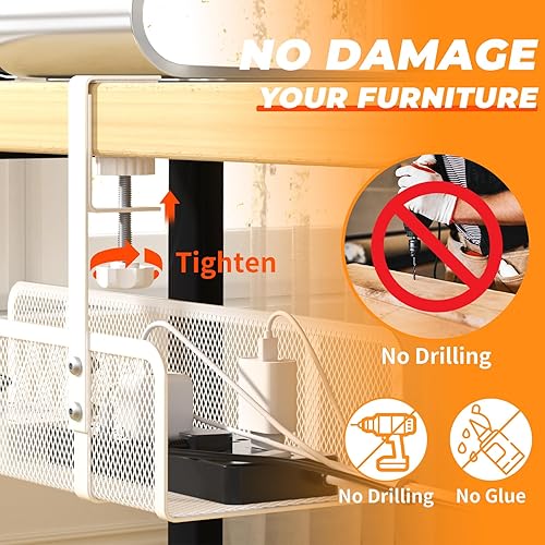 Miniatura 4 de Bandeja de Gestión de Cables para Debajo del Escritorio, Organizador de Cables para Gestión de Cables Caja de Gestión de Cables, Organizador de 1