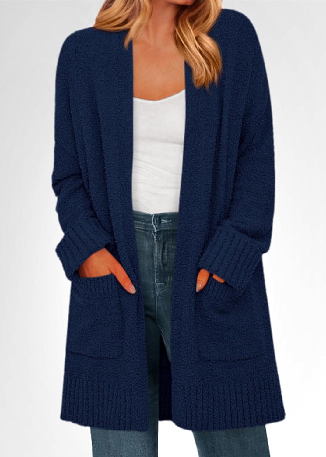 KIRUNDO Cardigan Sweaters for Women 2026 Fall Chunky Fuzzy Knit Open Front Loose Long Sleeve Sweater Coats Winter Clothing - Image 4