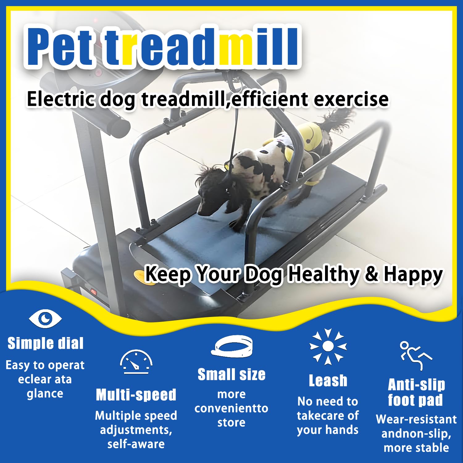 Fitness-Laufband für Haustiere, Hundelaufband, leiser Motor und einstellbare Geschwindigkeiten, mit Sicherheitszaun, Hundelaufband für große Hunde, Hundelaufband für mittelgroße Hunde