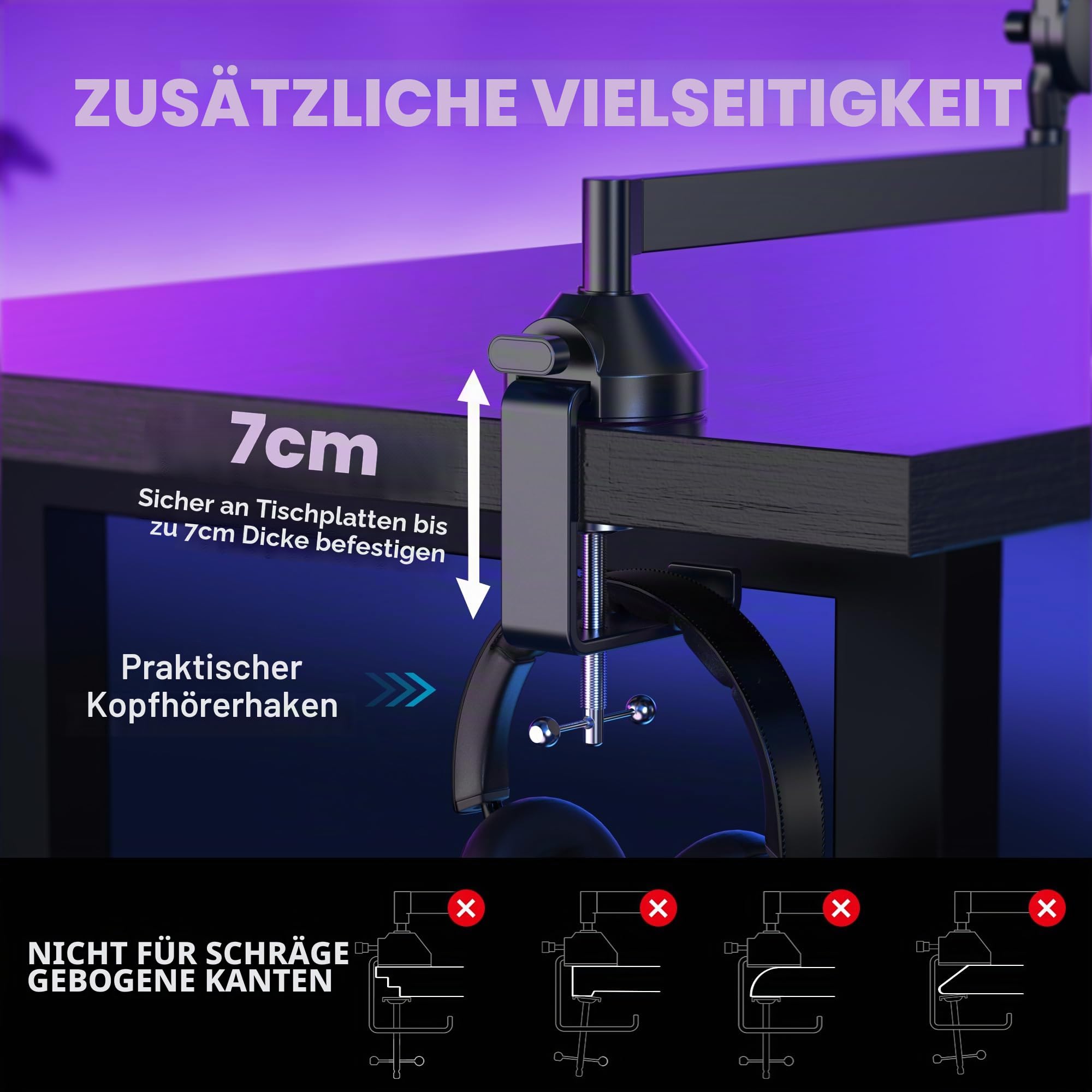InnoGear Niedriger Profil-Mikrofonarm, 360° Drehbarer Mikrofonständer für Fifine AM8 K669B Blue Yeti HyperX QuadCast SoloCast AT2020, Mit Mikrofon-Clip 3/8 Zoll auf 5/8 Zoll