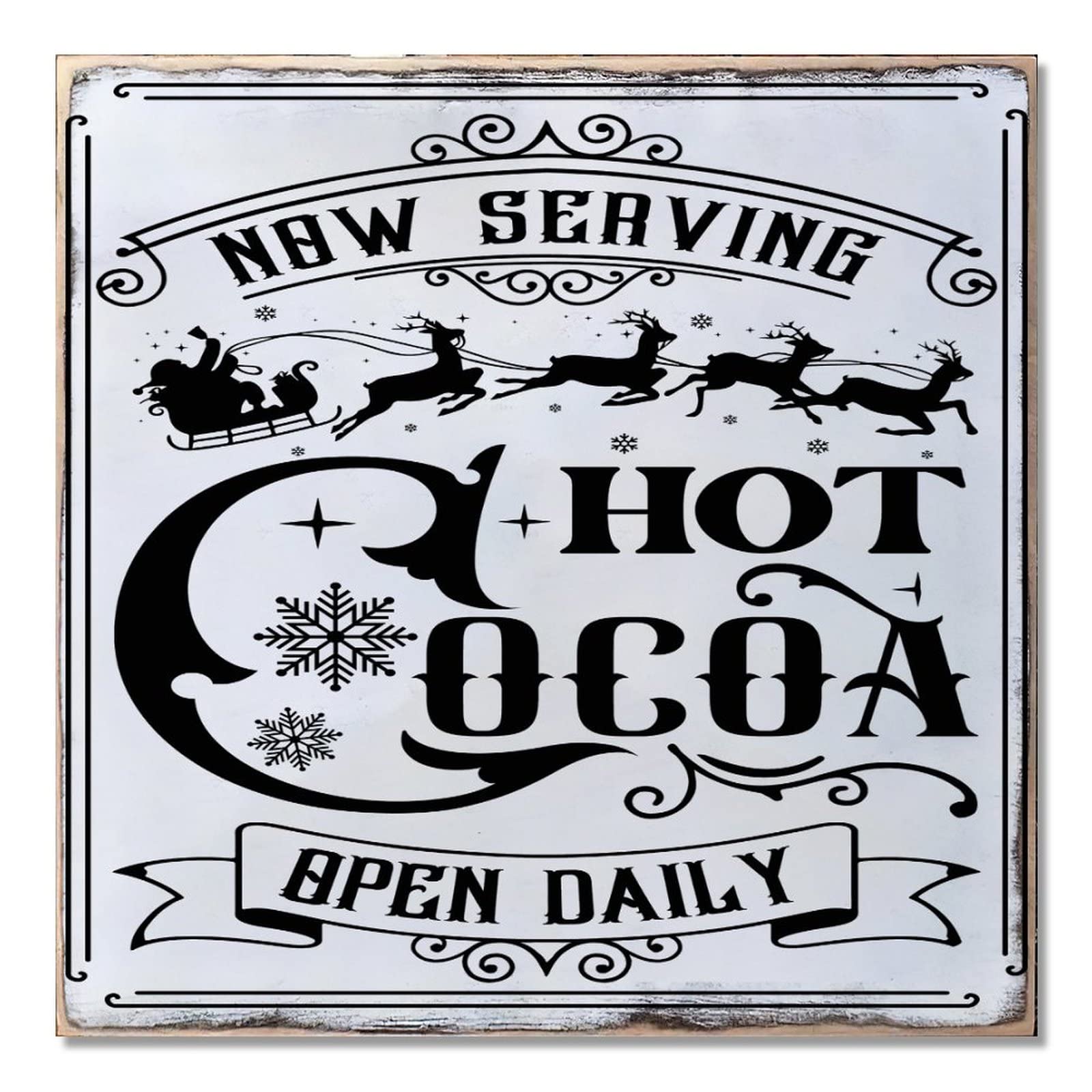 Panneau en bois Hot Cocoa pancarte décorative extérieure et intérieure
