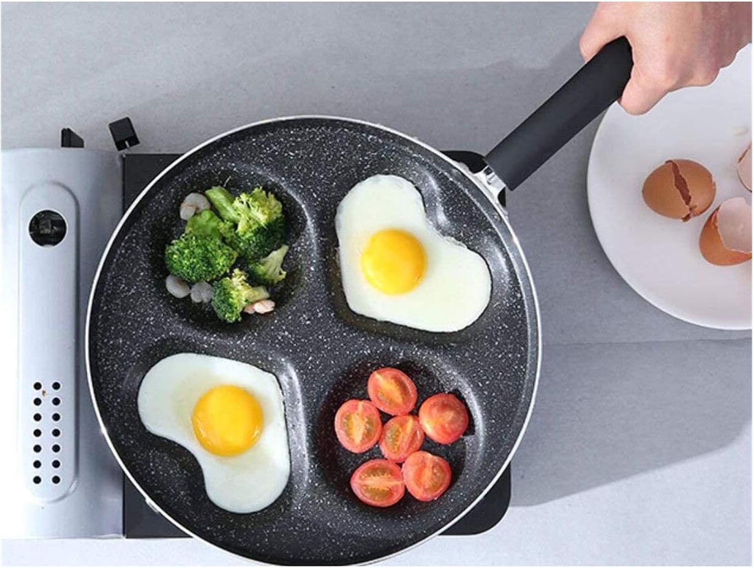 Frying Pan, Nonstick Coating Omelettes Pan, Stainless Steel Handle Cooking Pan, Induction Compatible, Oven Safe, Dishwasher Safe