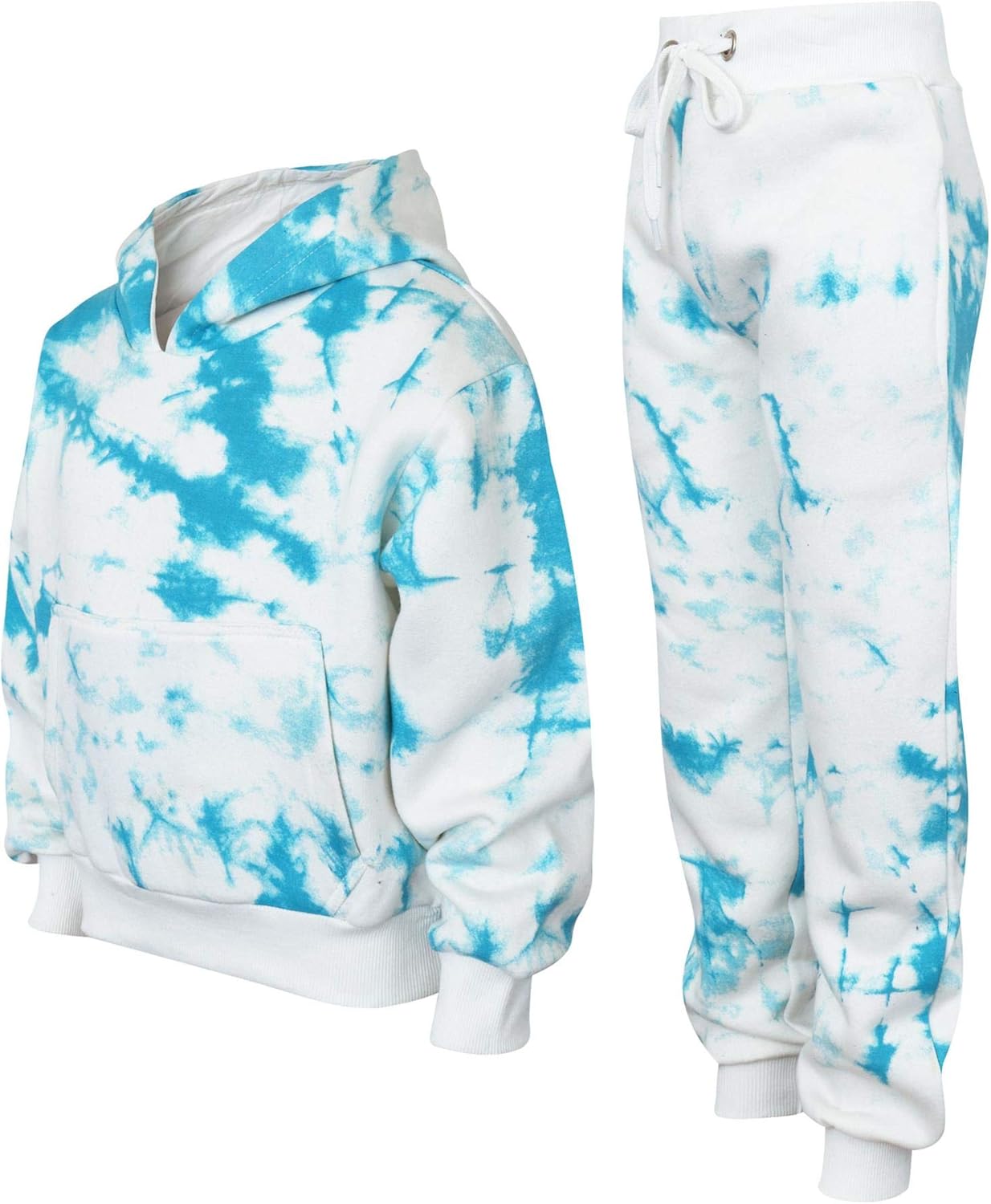 Kids Cropped BlueTie Dye Tracksuit Hoodie Jogging Sweatpants Girls Age 5-13 Yrs
