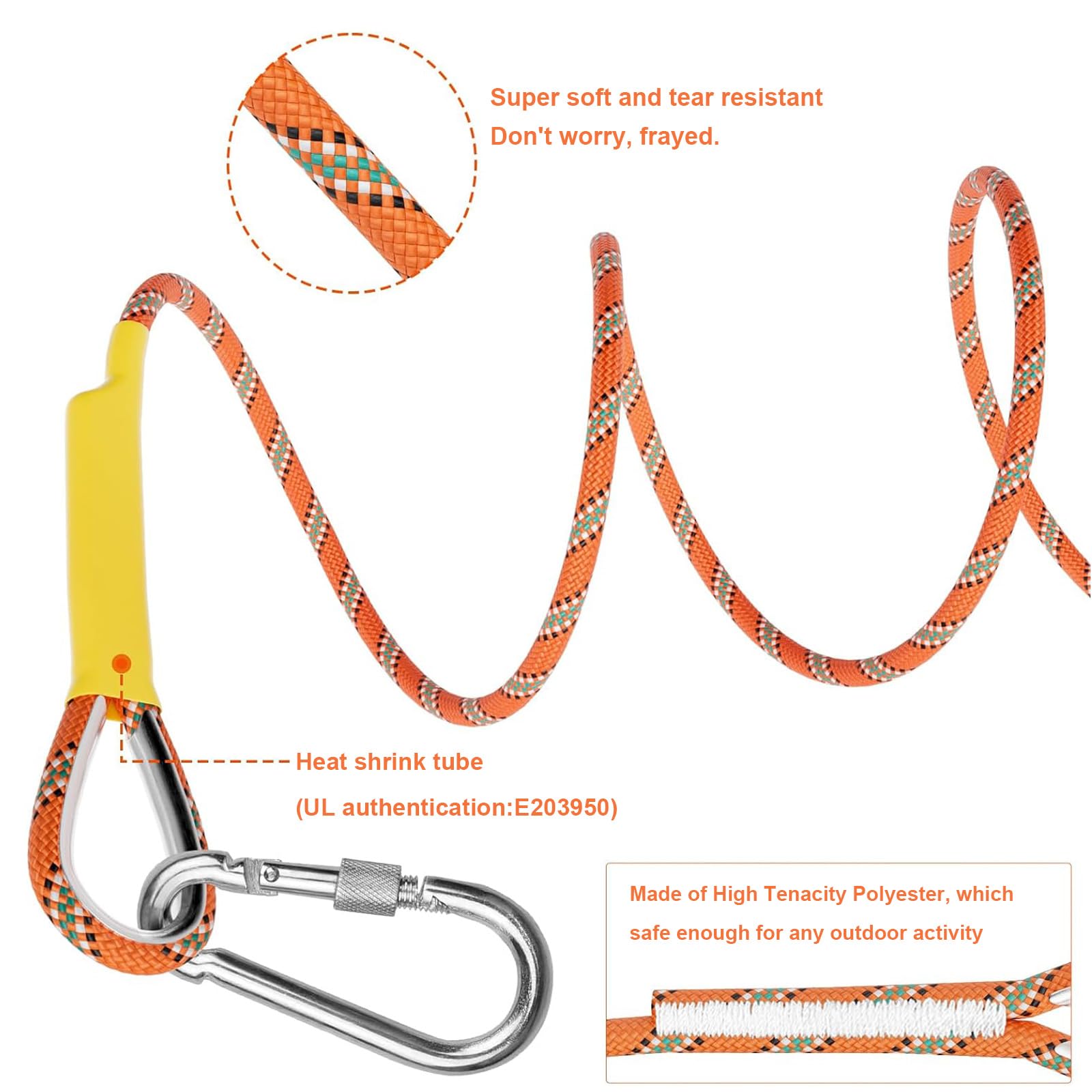Corde évacuation Corde D'escalade Statique Gangying 8mm - 30m Avec 2 Mousquetons Pour Alpinisme Et Sauvetage Corde Travail Hauteur