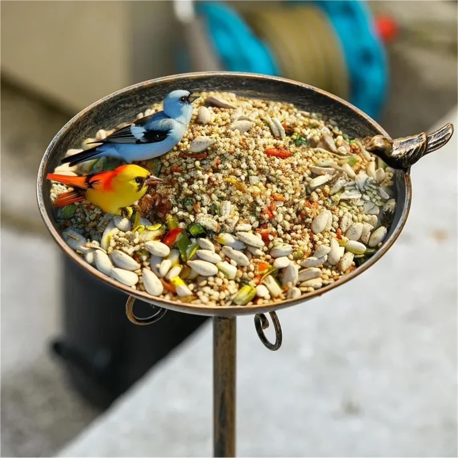 Metal Bebedero pajaros con Pie Baño for pájaros con Pedestal de 11,4" Ancho x 27,6" Alto diámetro | Baños for pájaros for exteriores, comedero for pájaros, bandeja for semillas, jardín