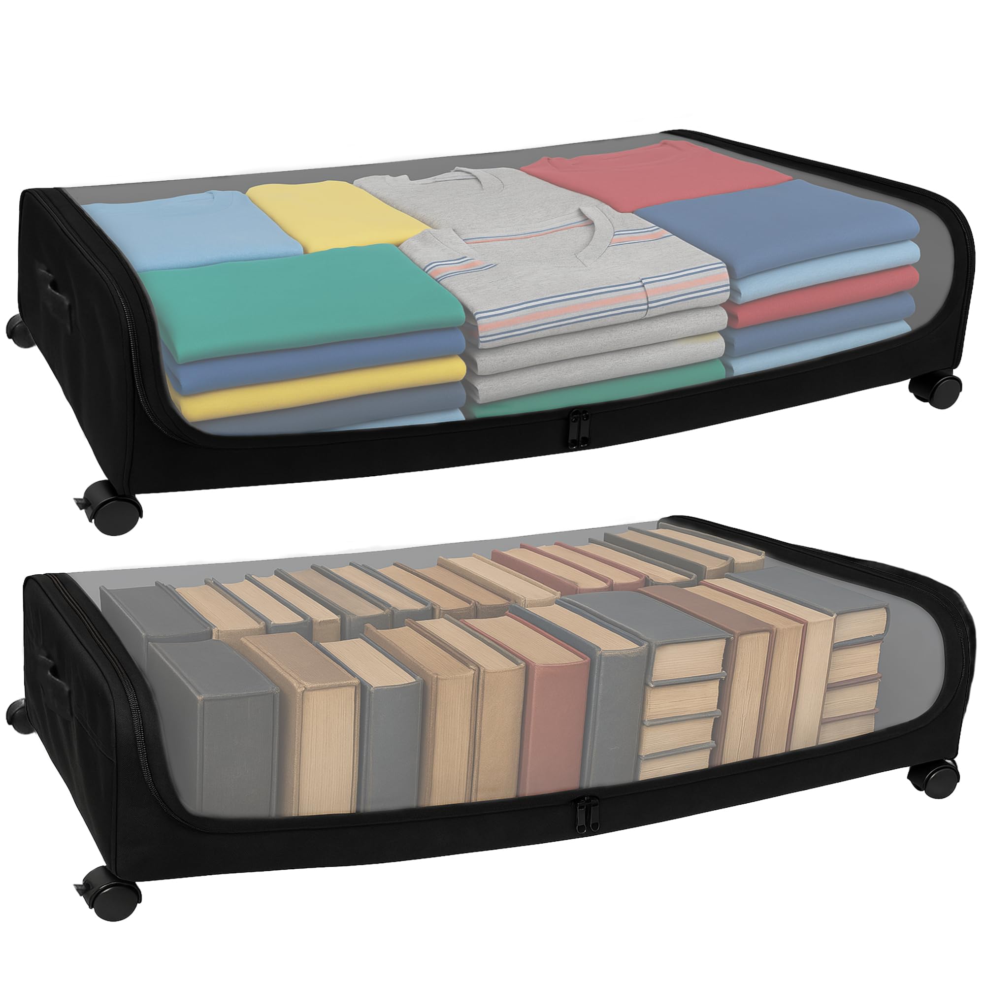 Crystal Lemon rangement sous lit à roulettes en lot de 2 pour optimiser le stockage de la chambre