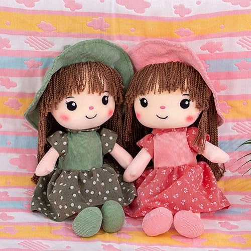 Miniatura 6 de Muñeca de trapo esponjosa de 15.7 pulgadas, juguete de peluche suave, regalo con gorro, falda, juguete de peluche de princesa, lindas muñecas para