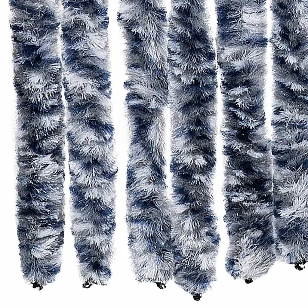 Tenda zanzariera blu e bianca, 56 x 200 cm, in ciniglia per porte di camper e roulotte, morbida tenda a strisce come protezione dagli sguardi indiscreti e divisorio, con ganci di fissaggio