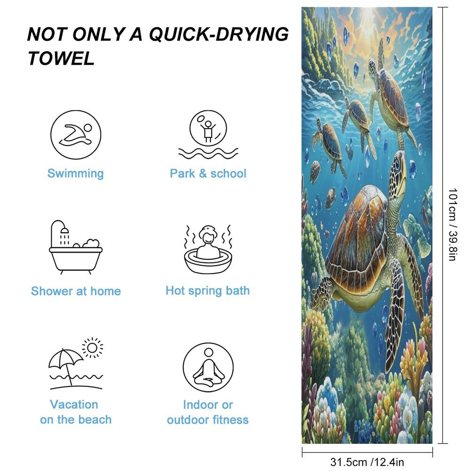 AQRJLPM Sea Turtles Diamond Painting Quick Dry Towel Cold Fabric Workout Sweat Towels Highly Absorbing Odor-Free Travel Towel for Hot Yoga Tennis Running Exercise Working Out Camping