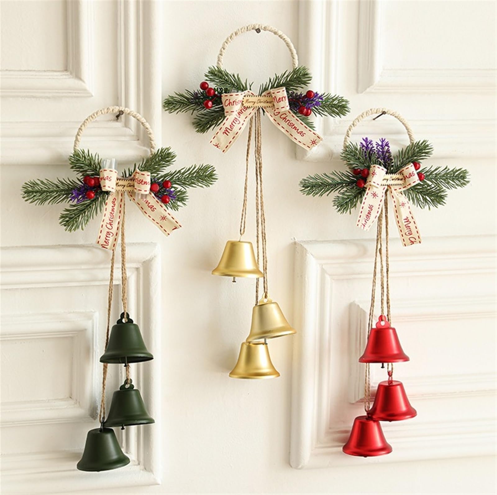 Campane di Natale Jingle Bells, Ornamenti A Campana In Metallo Con Anello Appeso Campane Natalizie Rustiche For Porta Sospesa For Decorazioni Decorazioni di Campane(Grün)