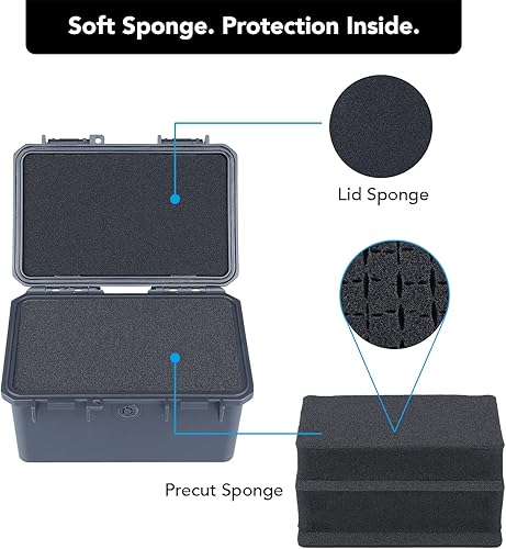 Miniatura 7 de Lykus HC-1830 Mini caja rígida seca con inserto de espuma, tamaño interior 7.1 x 4.7 x 3.7 pulgadas, IP66 a prueba de salpicaduras, adecuada para