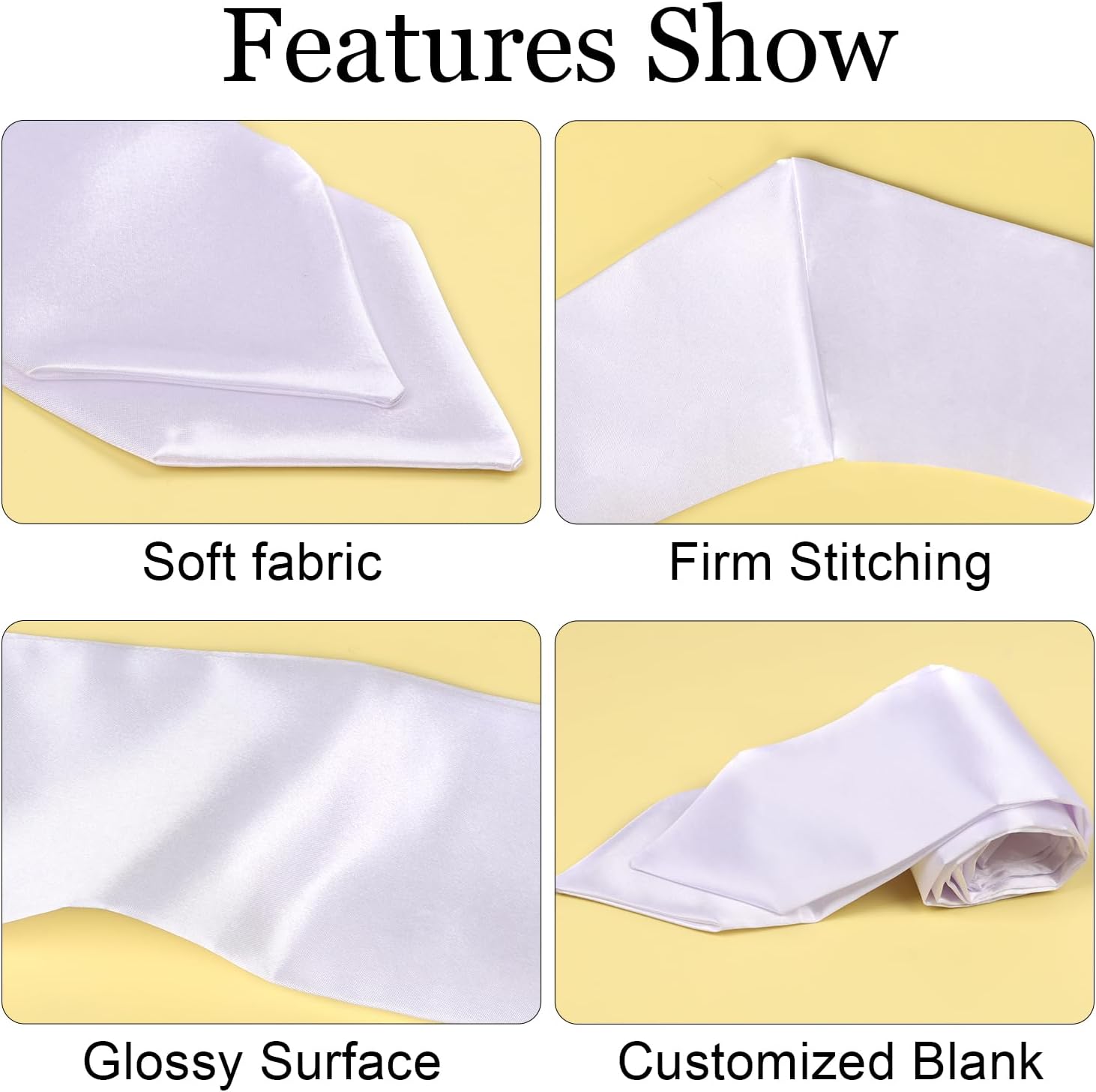 CCINEE 6pcs Plain White Stole Graduation to Write On,70inch Sublimation Stoles for Graduation 2026 Blank White Honor Graduation Sash Bulk for School Church Ceremony