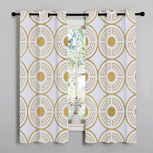 Miniatura 2 de YANFENQI Cortinas anchas con textura dorada, geometría a cuadros, para armario, sin puerta, sábana opaca de 55 pulgadas de ancho por 72 pulgadas de