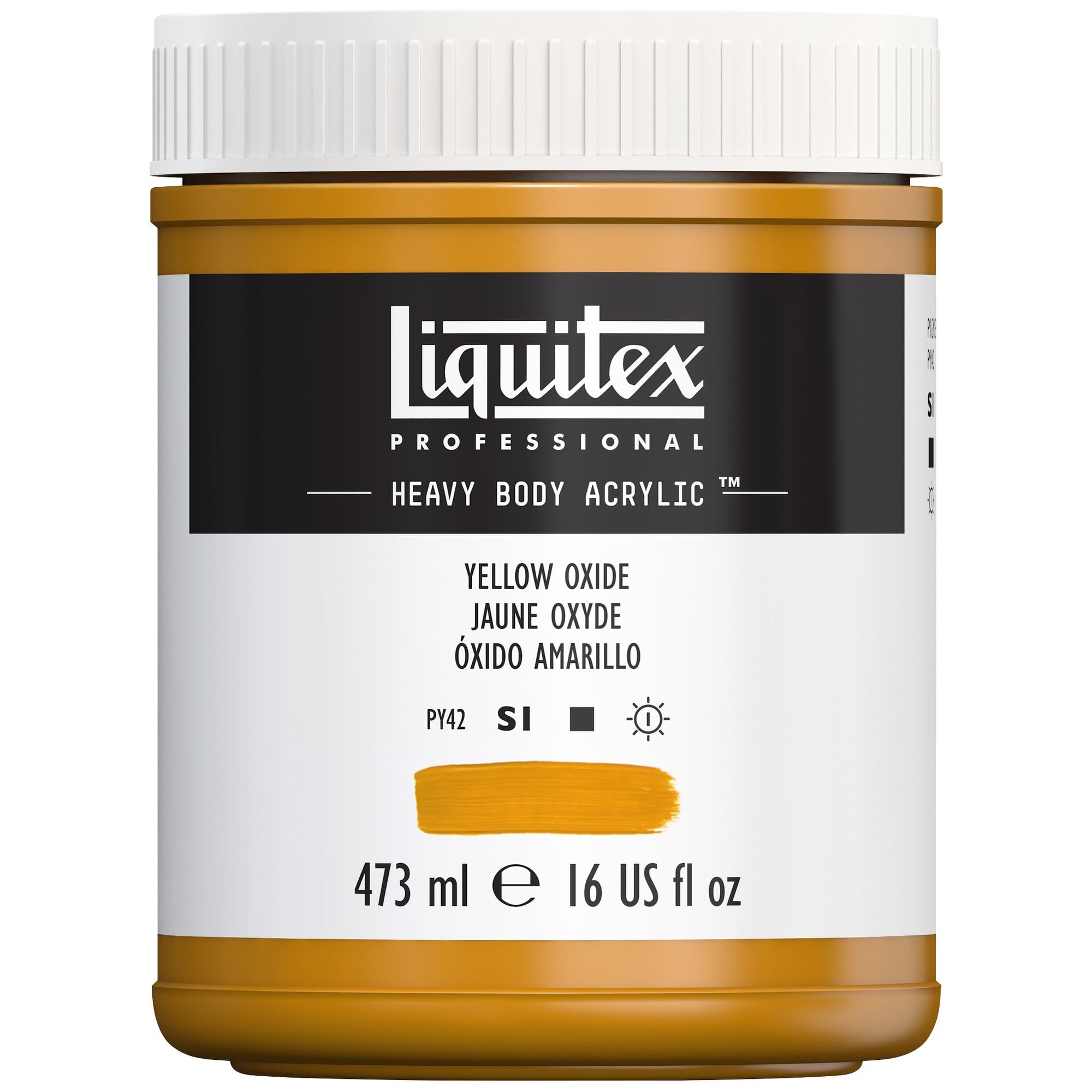 Liquitex 4412416 Professional Heavy Body Acrylfarbe in Künstlerqualität mit ausgezeichneter Lichtechtheit in buttriger Konsistenz, 473ml Topf - Oxidgelb