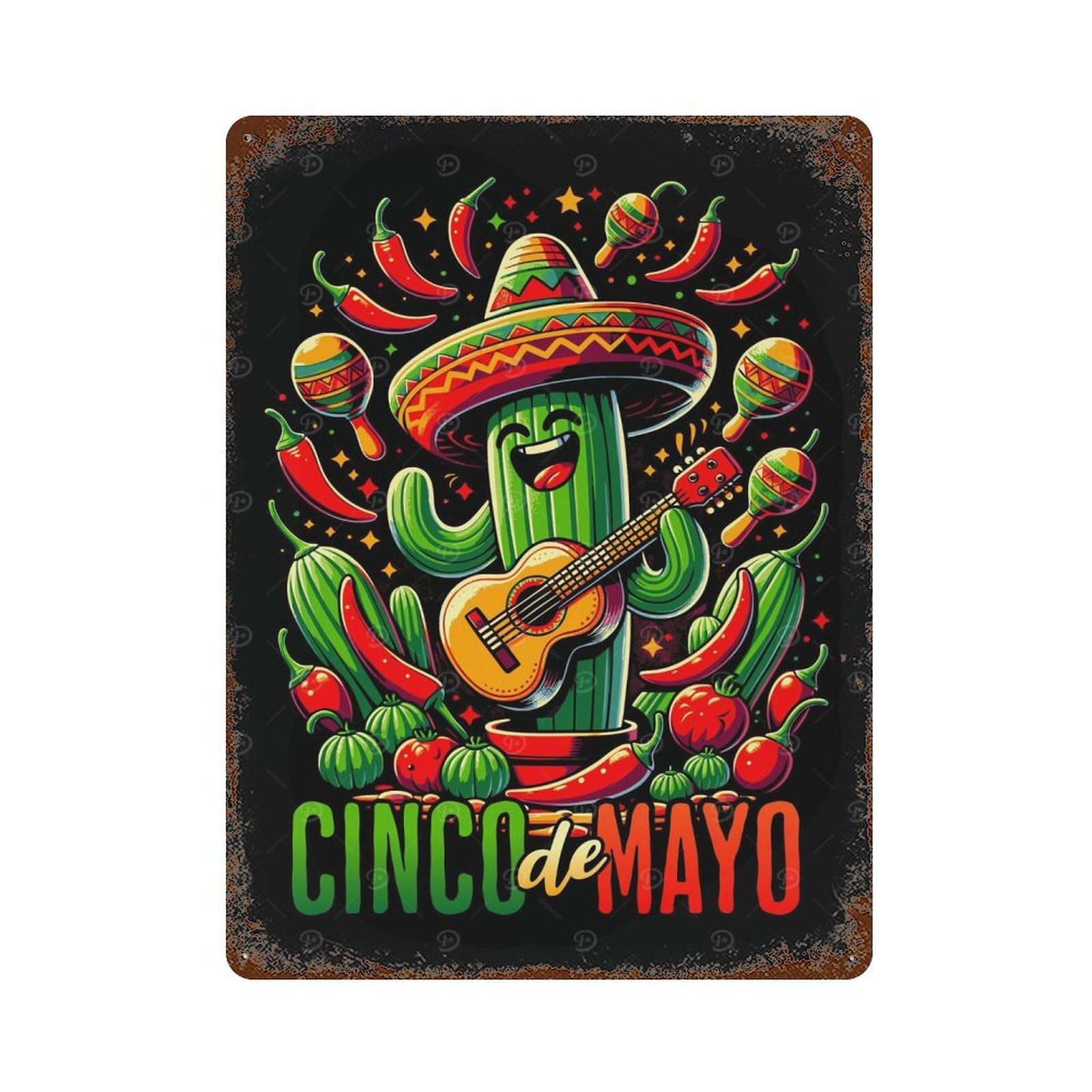 Cinco De Mayo Retro Metal Sign 15.7"x11.8", Classic Wall Plaque for Basement, Hobby Room And Garage Decor