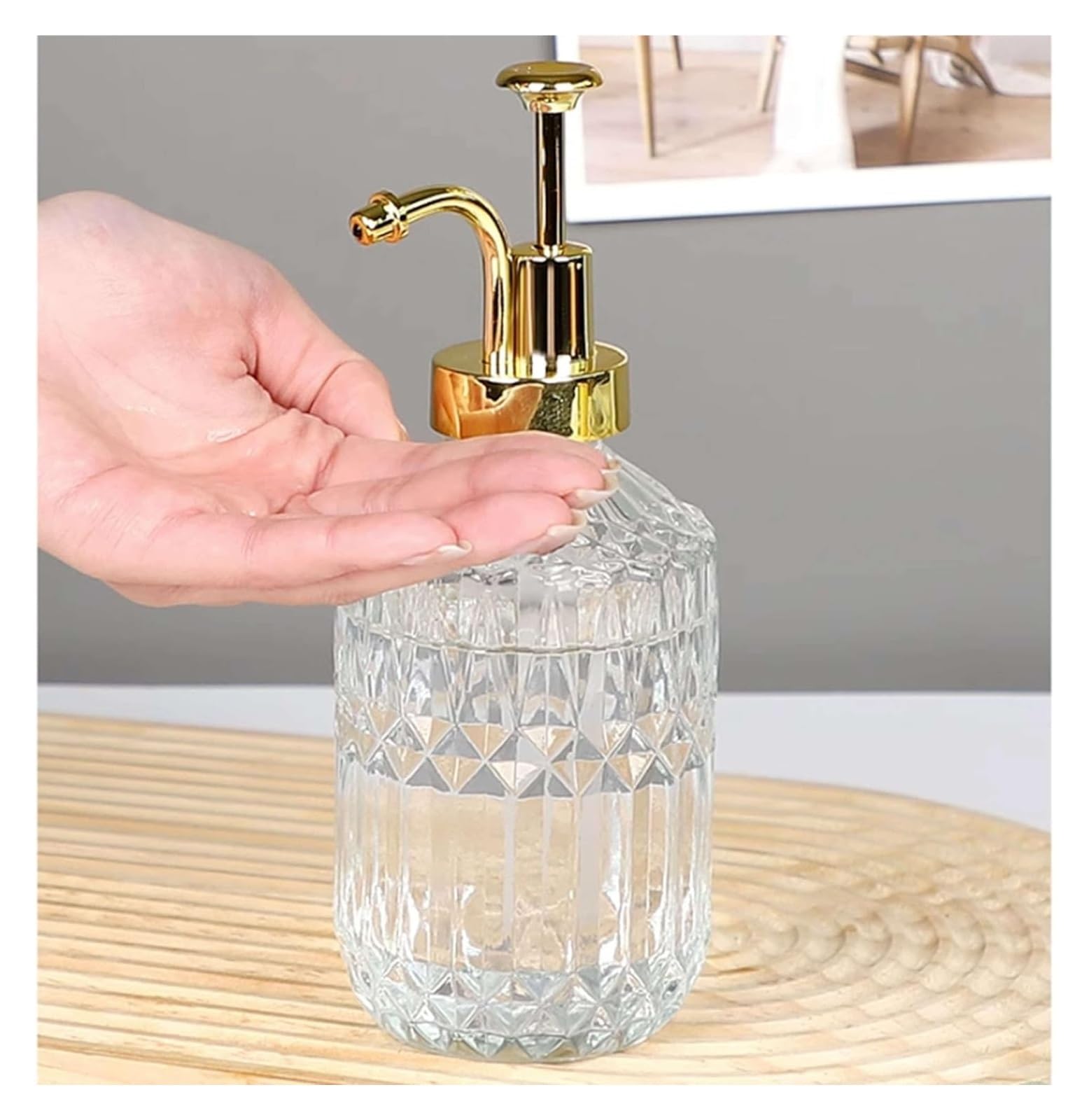 Dispenser di sapone, Dispenser di sapone da bagno, Bottiglia dispenser for lavaggio a mano Dispenser di sapone in vetro Premium, Dispenser di sapone liquido ricaricabile, Bottiglia di vetro antiscivol