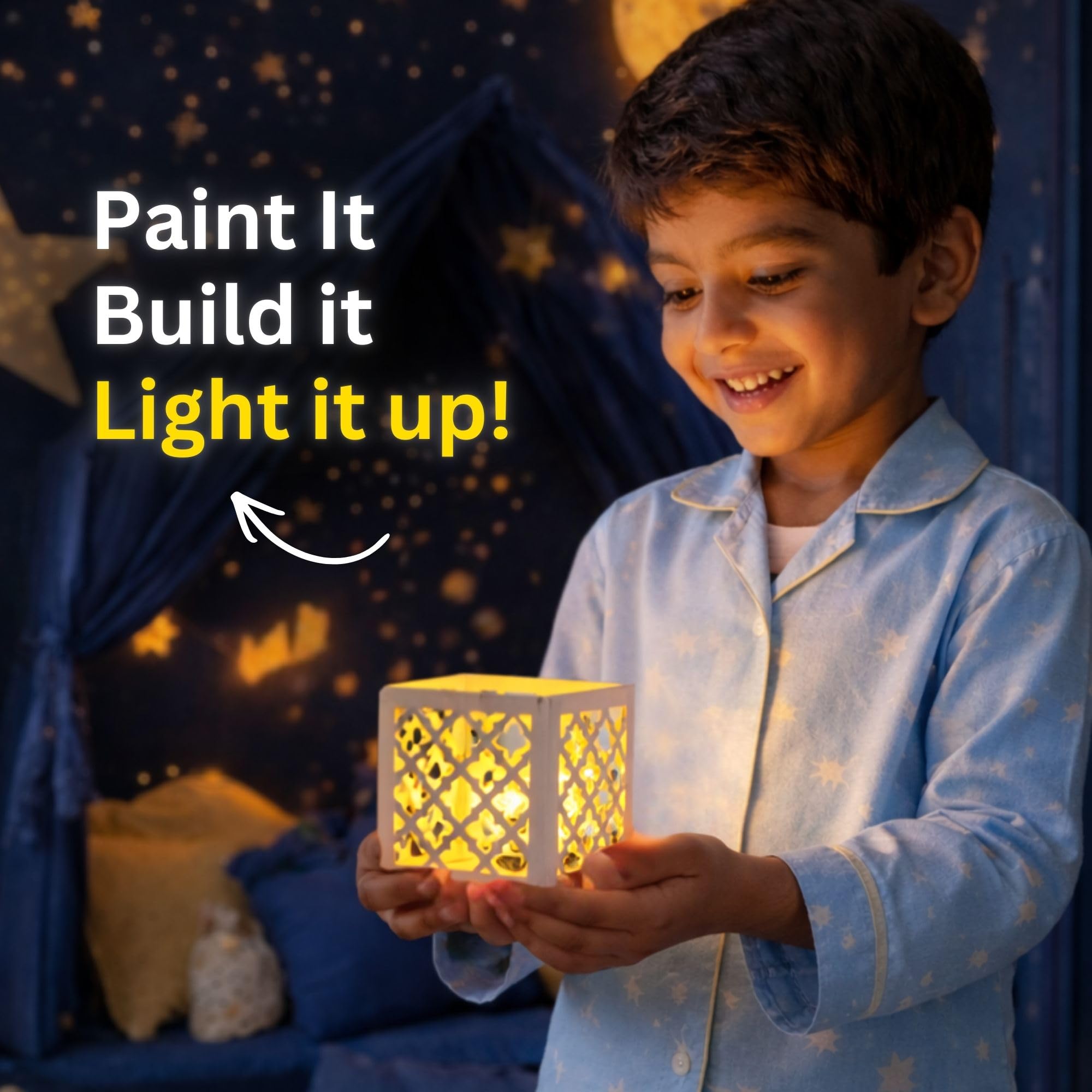 Kores Moroccan Glow Art DIY Lamp Making Kit for Kids (6–14 Years) | Glass Paint Art & Craft Kit | Creative Coaster Lamp with LED Tea Light | 20+ Elements 1