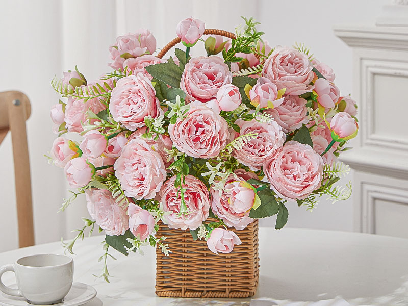 Amazon.com: Serwalin 𝟰 𝘽𝙪𝙣𝙘𝙝𝙚𝙨 Peonies Artificial Flowers