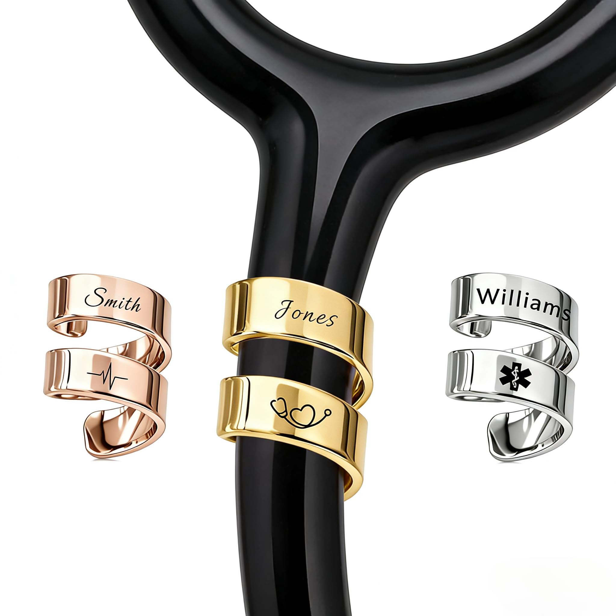 Iwe Personalised Stethoscope Name Tag - Stethoscope Charms, Stethoscope ID Tag for Medical Professionals Doctor Nurse (Spiral Name tag)