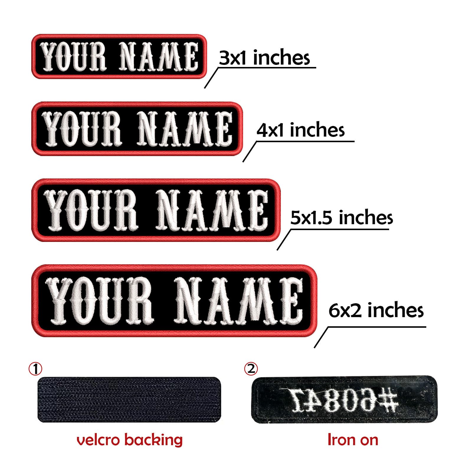 Patch Ricamate Nome 2 Toppe Personalizzate Con Nome Per Moto - Per - Foto 3