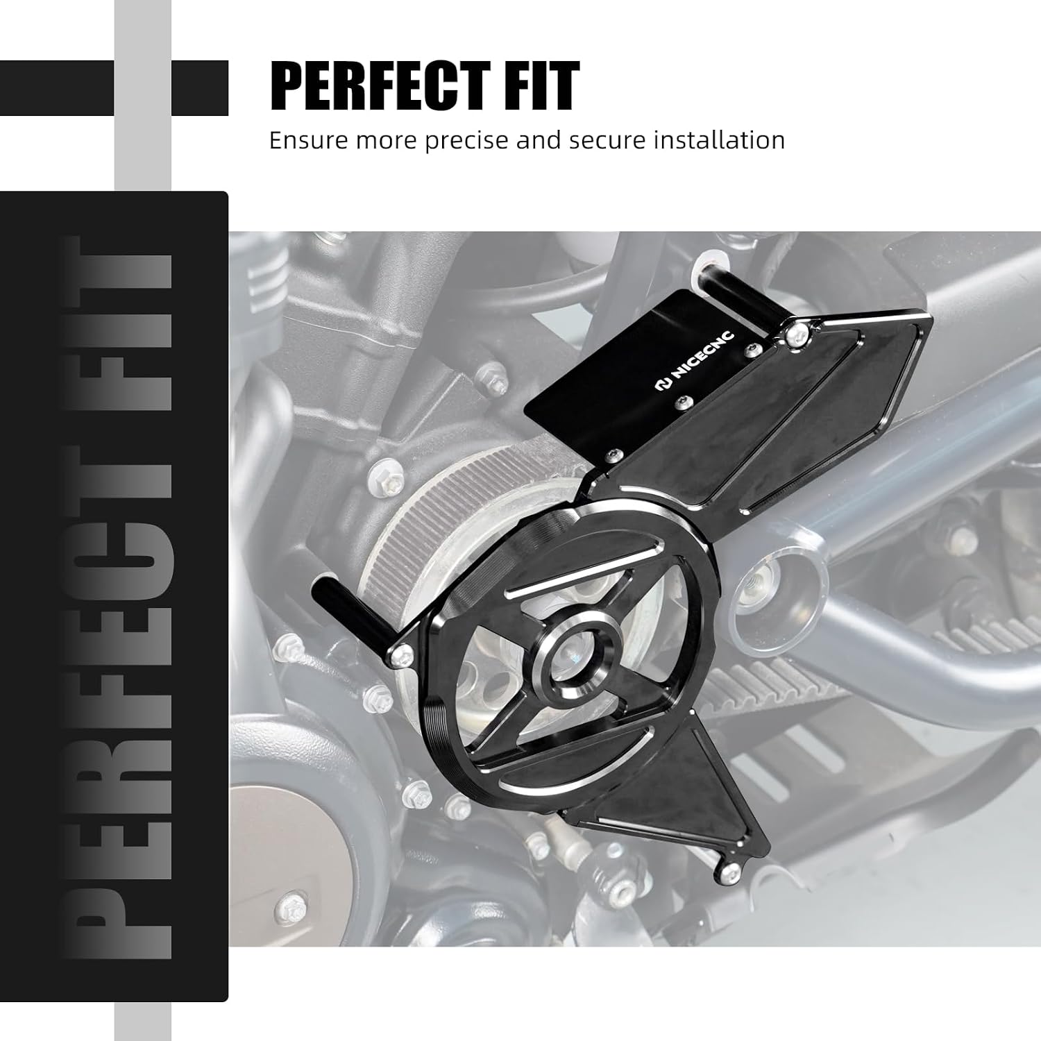 NICECNC Black Transmission Sprocket Cover Sprocket Protector Aluminum Compatible with Harley Sportster S RH1250S 2021-2024, Nightster RH975 2022-2024, Replacement for 34800055, See Fitments