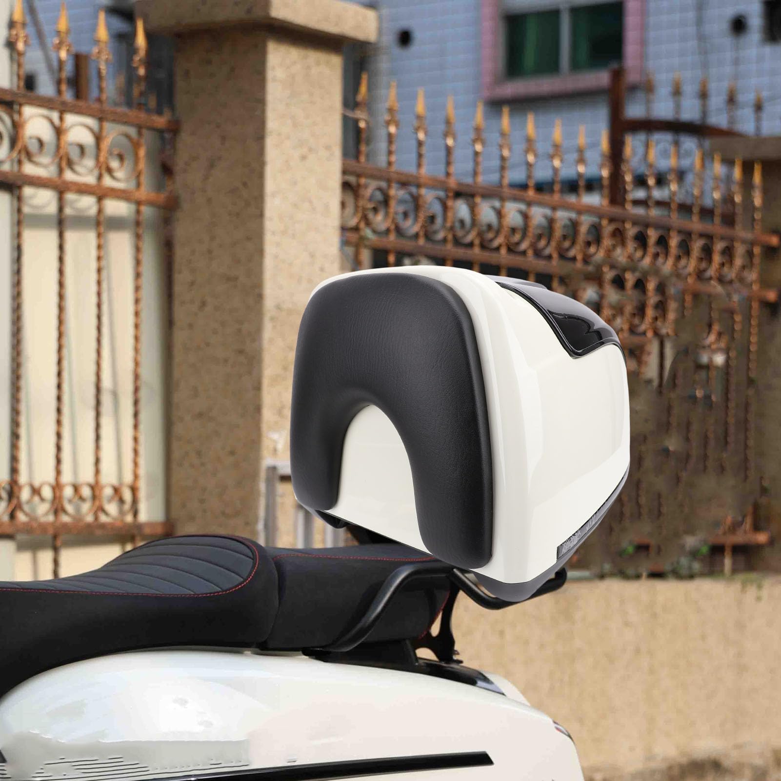Valise Arrière Moto 38L Retro Top Case (Blanc + Noir)