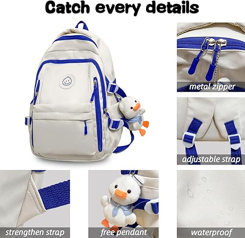 Miniatura 4 de Teclado Mochila Kawaii con accesorios lindos, bolsas ligeras para laptop, impermeable, casual, para viajes, (negro)