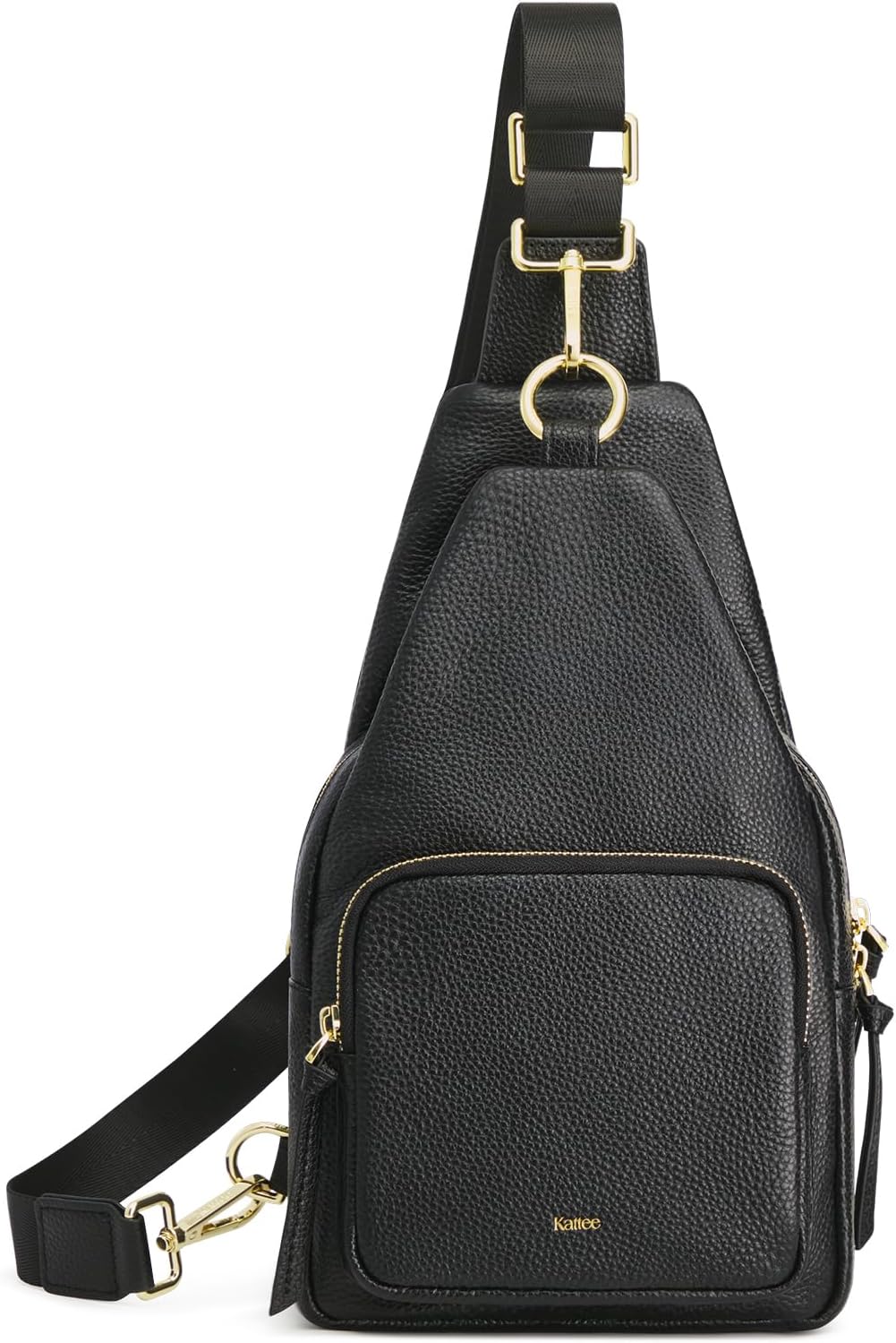 Kattee Small Sling Bag for Women, Leather Fanny Packs Crossbody Purse, Chest Bag for Travel with RFID Blocking, Black