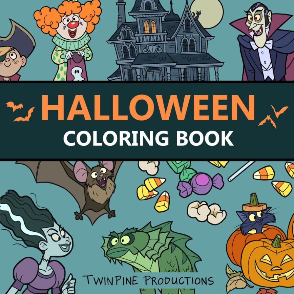 Halloween Coloring Book for All Ages: 40 Bold, Cartoony and Fun Original Hand Drawn Images