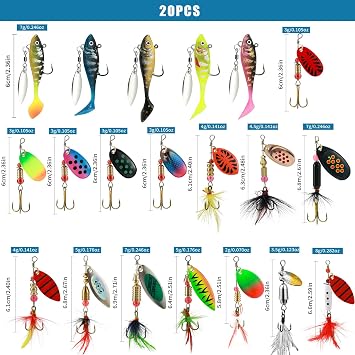 SANWEAL 120 Fishing Split Shot + 20 Lures (Glitter Lures & Soft Fish Baits) for Ultimate Fishing Success