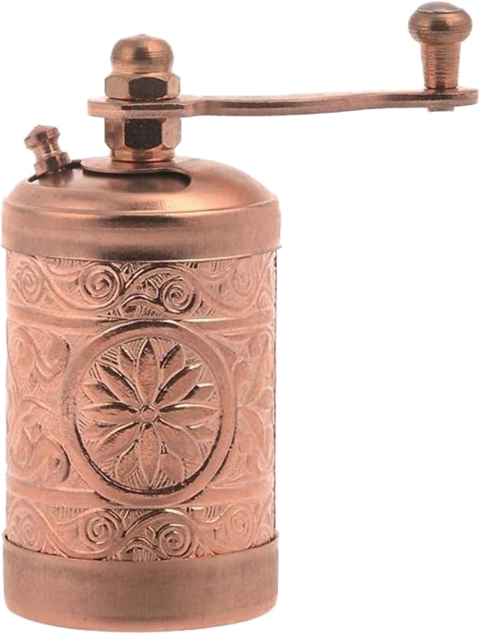 LaModaHome Rose Gold Manual Hand Grinder Mill for Turkish Greek Arabic Coffee Beans & Spice Pepper Salt, Brass