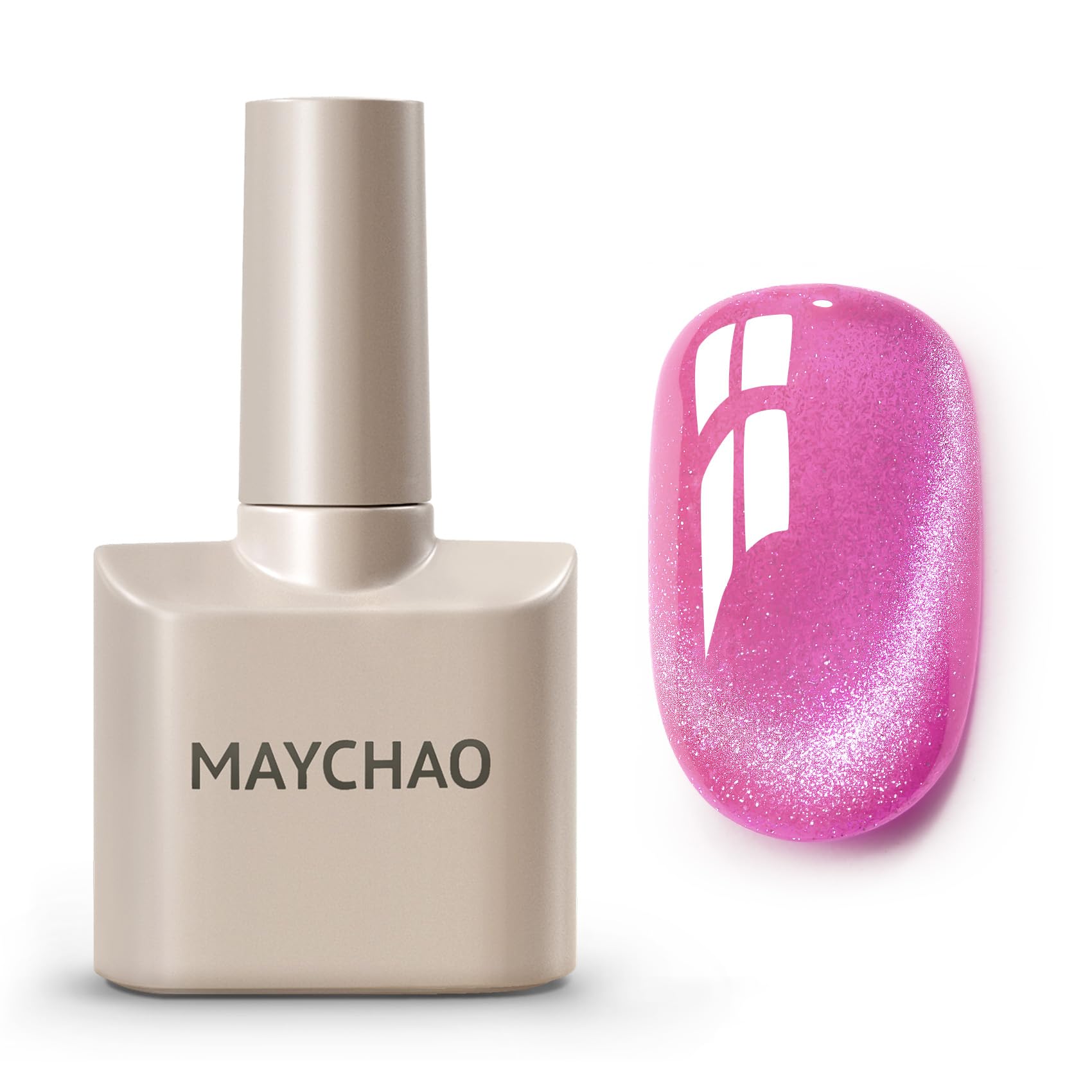 MAYCHAO 15ML Cat Eye Gel Nail Polish 1Pc Pink Magnetic Nail Polish with Magnet Soak off Holographic Cat Eye Gel Polish for Nail Art Manicure Salon DIY at Home