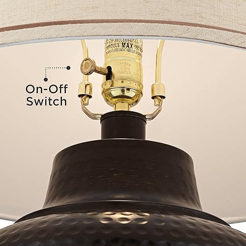 Miniatura 5 de Barnes and Ivy Brighton - Juego de 2 lámparas de mesa rústicas tradicionales de estilo rústico de 27.25 pulgadas de alto, maceta de metal de bronce