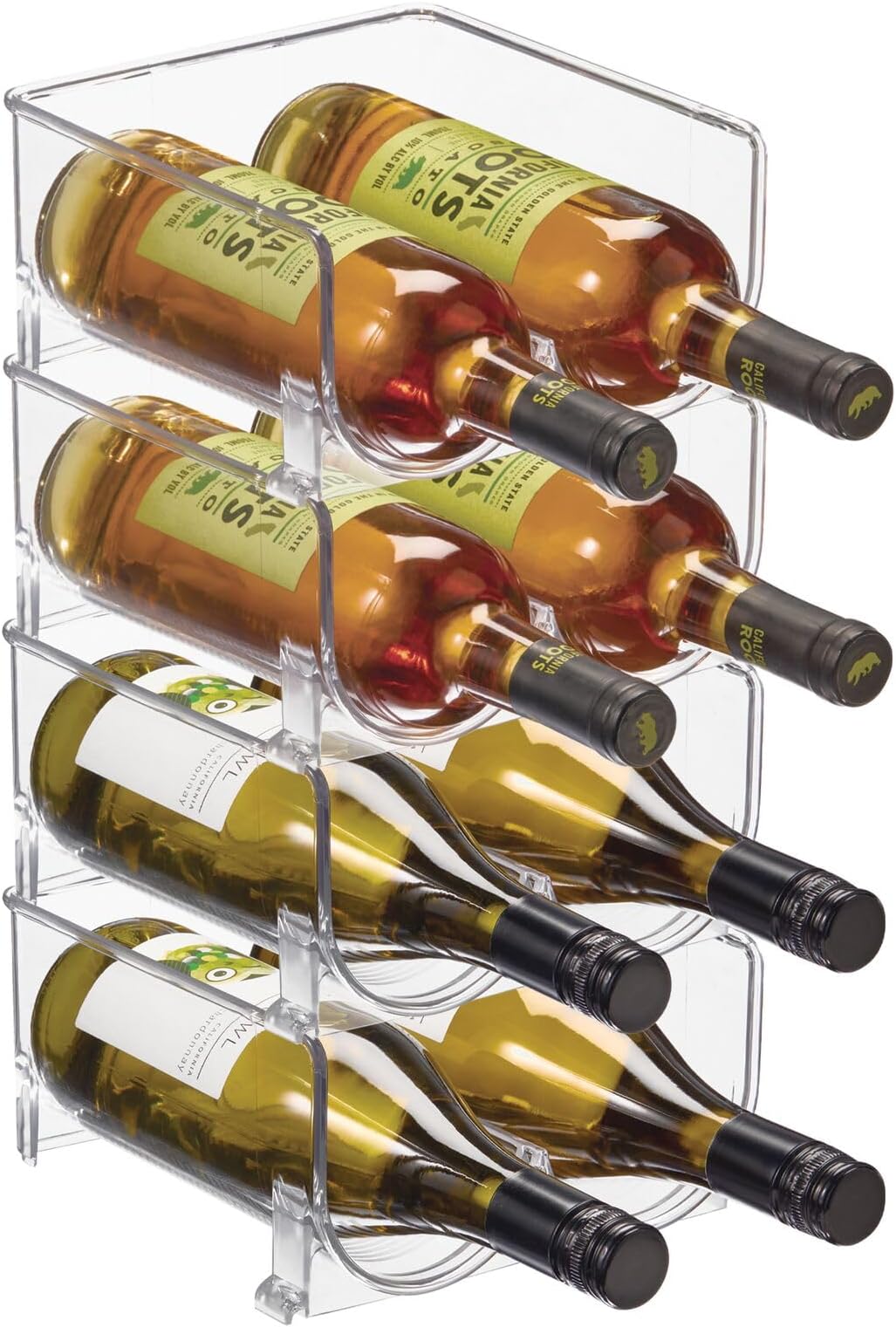 Portabottiglie Vino E Acqua Impilabile – Scaffale In Plastica Trasparente Per 12 Bottiglie, Organizzatore Da Cucina - 3